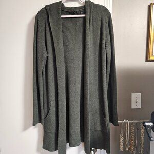 Versatile Long Sleeve Solid Color Open Front Hooded Cardigan